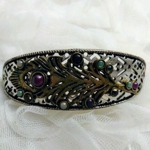 Feather/Stone/Sliver/ Hint of gold bracelet